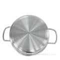 Stainless steel two-handle low-body pot